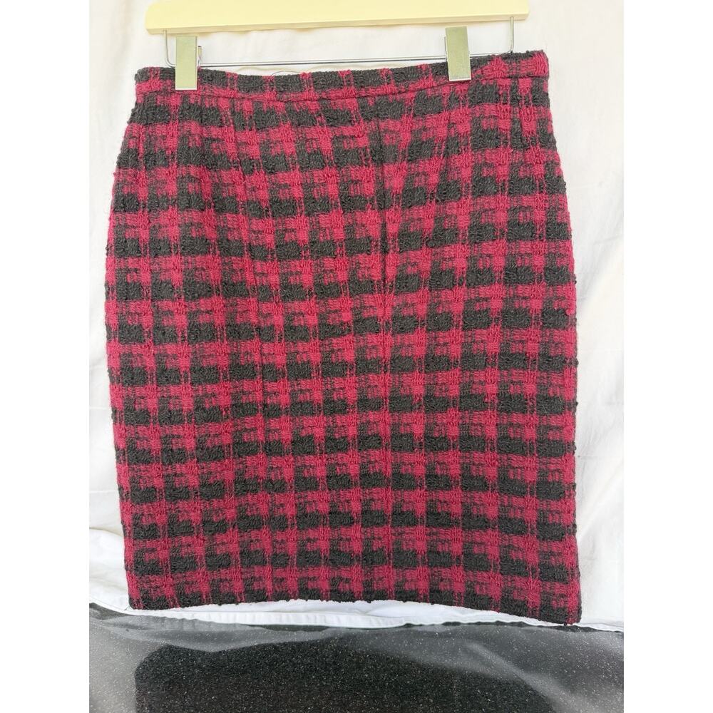 CHANEL Boutique Vintage Tweed Skirt Fuschia Black Check US 8 - Picture 2 of 6
